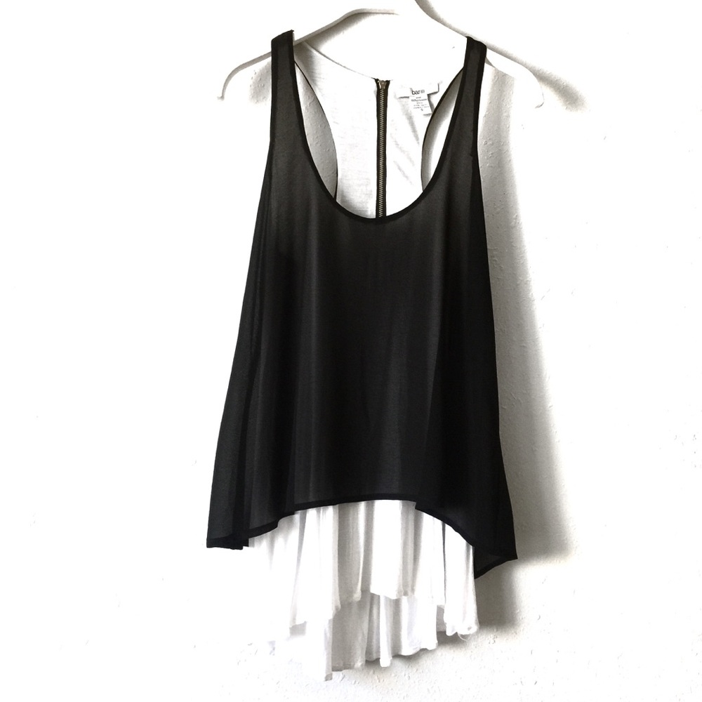 🌸 Bar III Black White Layered Racerback Flowy Tank